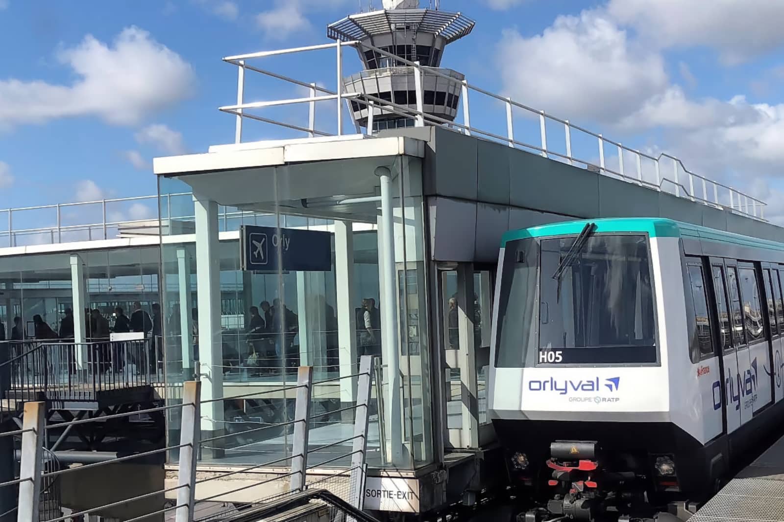 View of the Orlyval train connecting from the airport